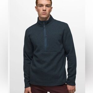 Prana Route Tracker 1/4 zip in nautical heather, new. Soft lining w/ wool small